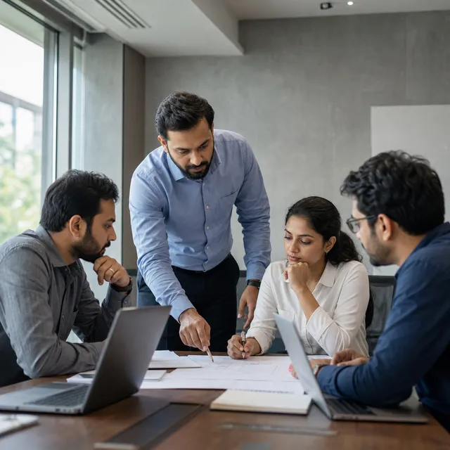 Illustrative scene of two IT Project & Program Management professionals working together